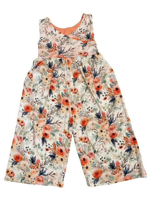 Cross Back Botanic Dream Wide Leg Romper with pockets